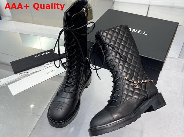 Chanel Lace Ups Lambskin Grained Calfskin Black Ref G39394 Replica