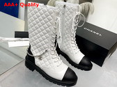 Chanel Lace Ups Lambskin Grained Calfskin White Ref G39394 Replica