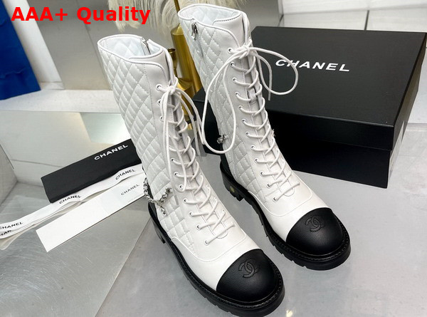 Chanel Lace Ups Lambskin Grained Calfskin White Ref G39394 Replica