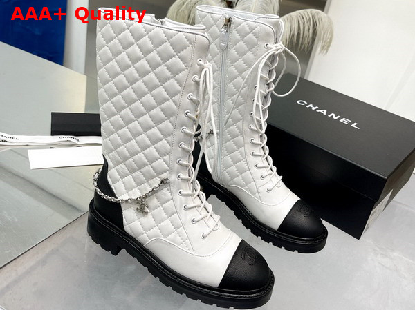 Chanel Lace Ups Lambskin Grained Calfskin White Ref G39394 Replica