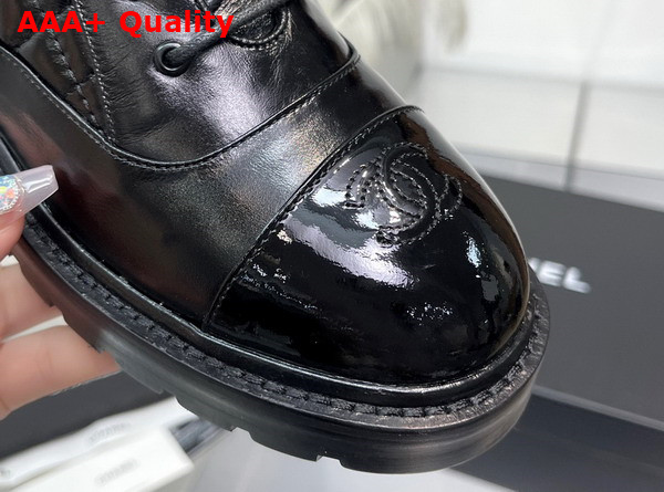 Chanel Lace Ups Lambskin Patent Calfskin Black Ref G39394 Replica