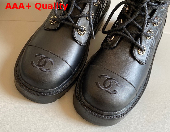 Chanel Lace Ups Lambskin and Calfskin Black G36424 Replica