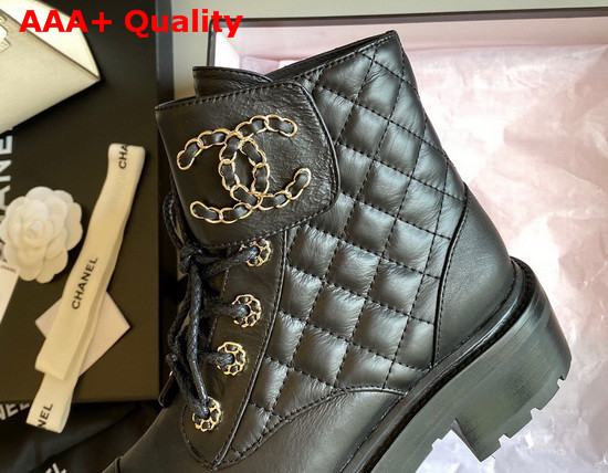 Chanel Lace Ups Lambskin and Calfskin Black G36424 Replica