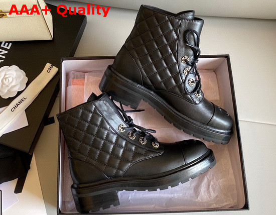 Chanel Lace Ups Lambskin and Calfskin Black G36424 Replica