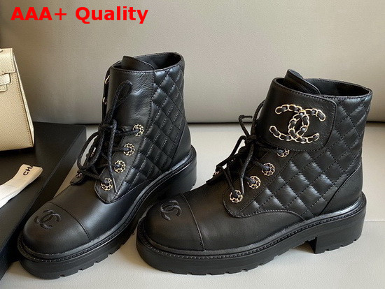 Chanel Lace Ups Lambskin and Calfskin Black G36424 Replica