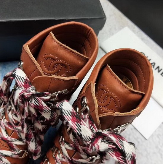 Chanel Lace Ups Rust Calfskin