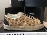 Chanel Lace Ups Straw and Grosgrain Brown G34424