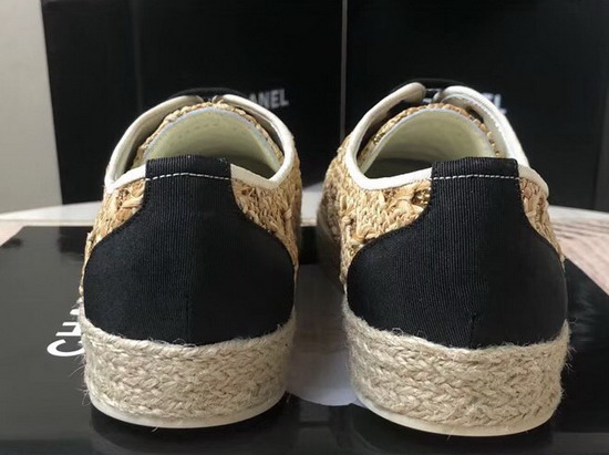 Chanel Lace Ups Straw and Grosgrain Brown G34424