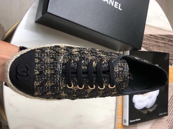 Chanel Lace Ups Straw and Grosgrain Brown and Black G34424