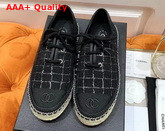 Chanel Lace Ups Tweed and Grosgrain Black and Silver G36140 Replica