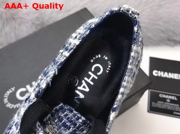 Chanel Lace Ups Tweed and Grosgrain Blue Replica