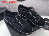 Chanel Lace Ups Tweed and Grosgrain Navy Blue Replica