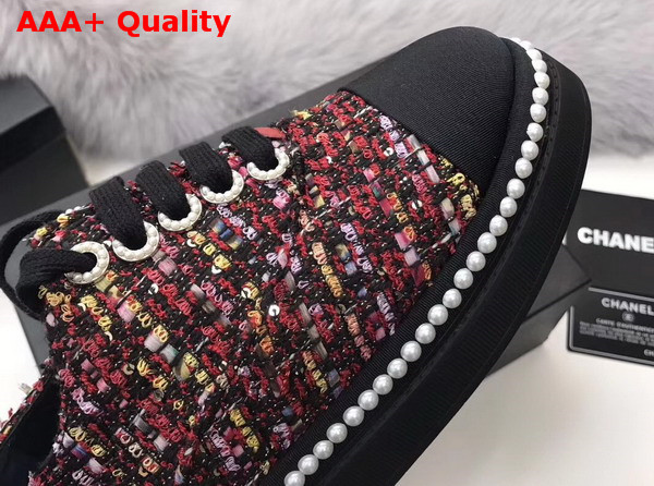 Chanel Lace Ups Tweed and Grosgrain Red Replica