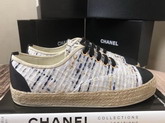 Chanel Lace Ups Tweed and Grosgrain White G34424