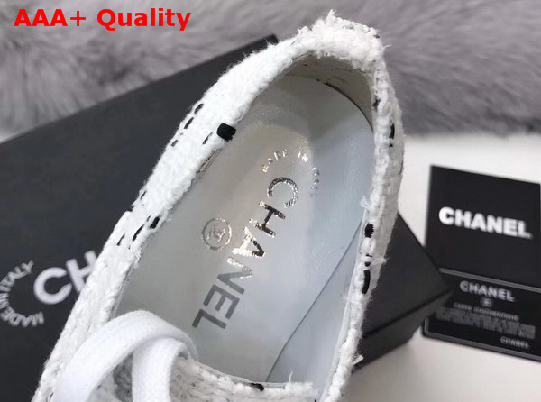 Chanel Lace Ups Tweed and Grosgrain White Replica