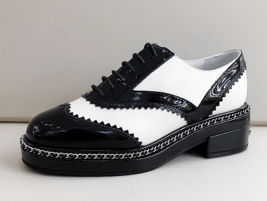 Chanel Lace Ups White Calfskin and Black Patent Leather Replica