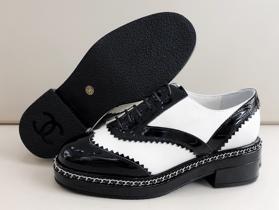 Chanel Lace Ups White Calfskin and Black Patent Leather Replica