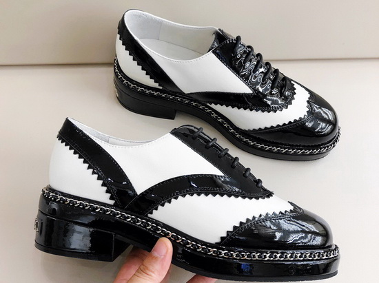 Chanel Lace Ups White Calfskin and Black Patent Leather Replica