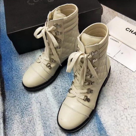 Chanel Lace Ups in Beige Calfskin