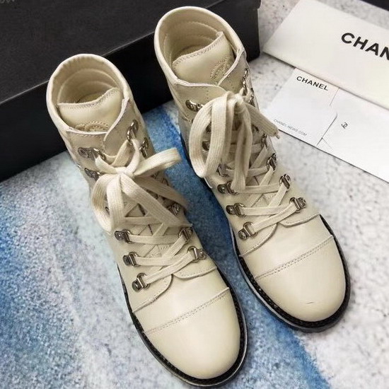 Chanel Lace Ups in Beige Calfskin