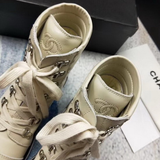 Chanel Lace Ups in Beige Calfskin