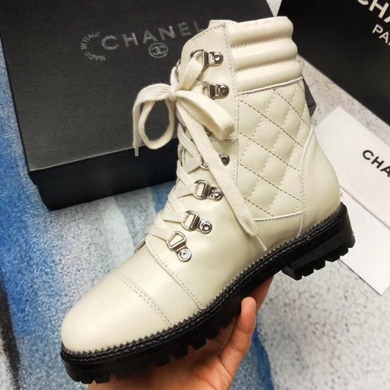 Chanel Lace Ups in Beige Calfskin