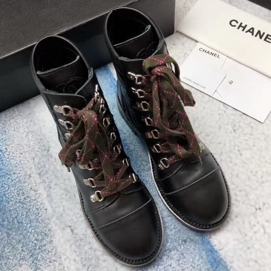 Chanel Lace Ups in Black Calfskin