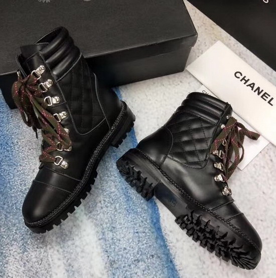 Chanel Lace Ups in Black Calfskin