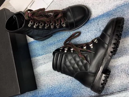 Chanel Lace Ups in Black Calfskin