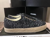 Chanel Lace Ups in Black Tweed G34424