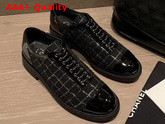 Chanel Lace Ups in Black Tweed Replica