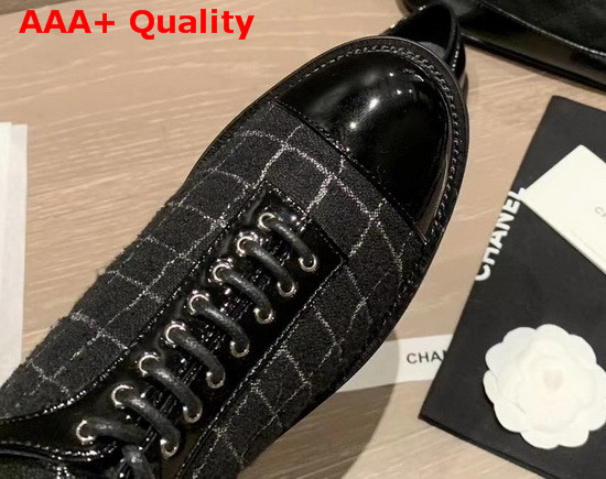 Chanel Lace Ups in Black Tweed Replica