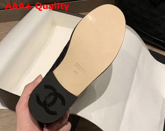 Chanel Lace Ups in Black Tweed Replica