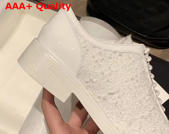 Chanel Lace Ups in White Tweed Replica