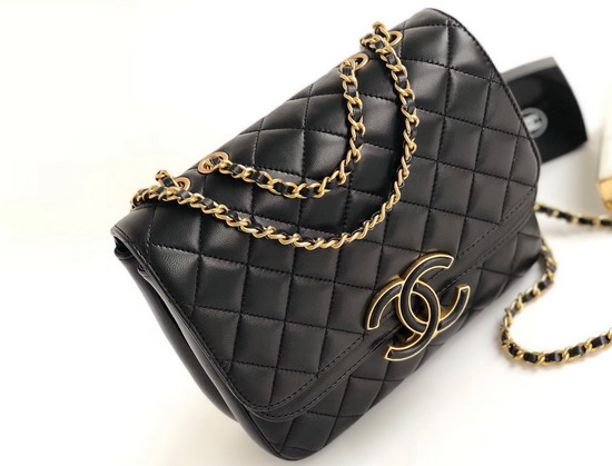 Chanel Lambskin Double Flap Bag in Black A57277