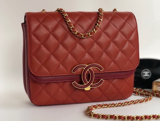 Chanel Lambskin Double Flap Bag in Red A57277