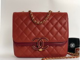 Chanel Lambskin Double Flap Bag in Red A57277