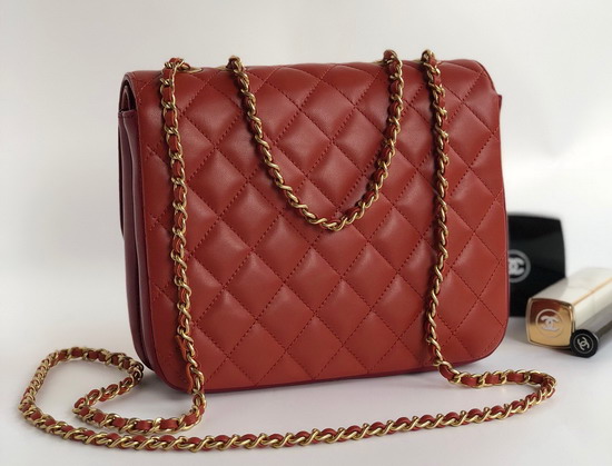 Chanel Lambskin Double Flap Bag in Red A57277