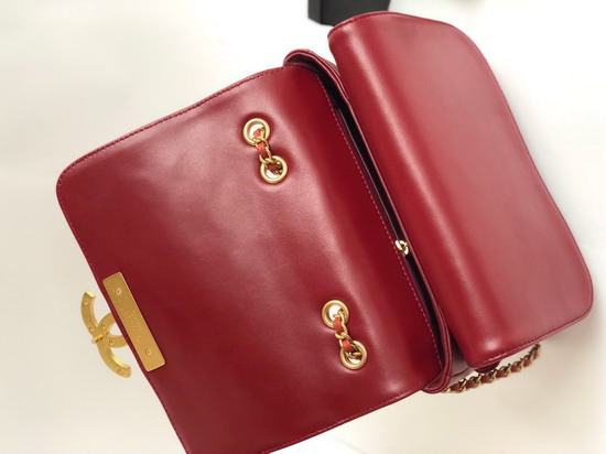 Chanel Lambskin Double Flap Bag in Red A57277