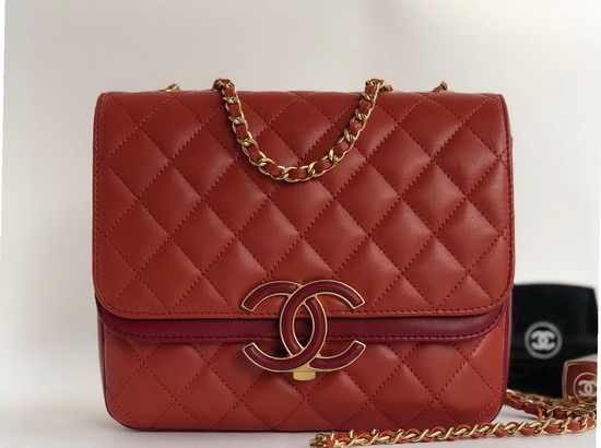 Chanel Lambskin Double Flap Bag in Red A57277