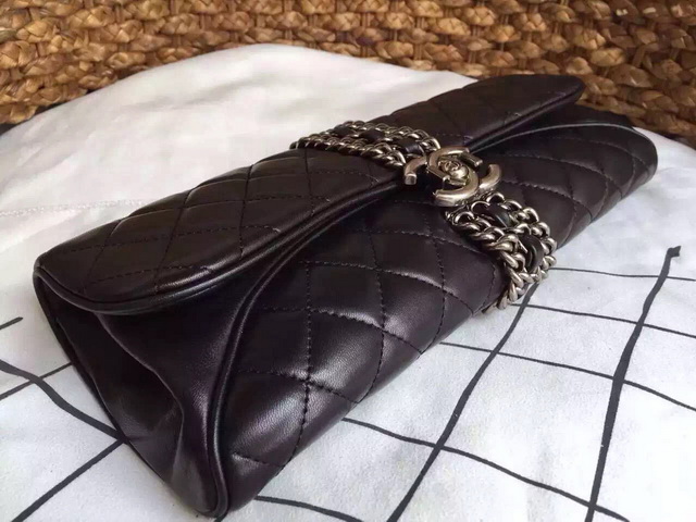 Chanel Lambskin Evening Clutch Bag Black for Sale