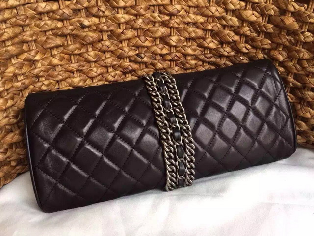 Chanel Lambskin Evening Clutch Bag Black for Sale