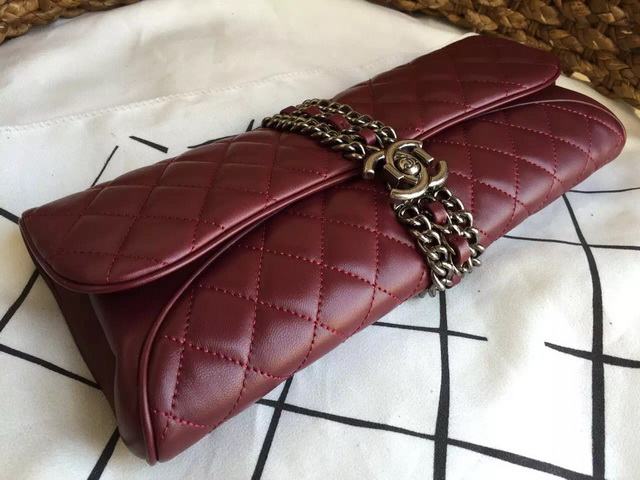 Chanel Lambskin Evening Clutch Bag Oxblood for Sale