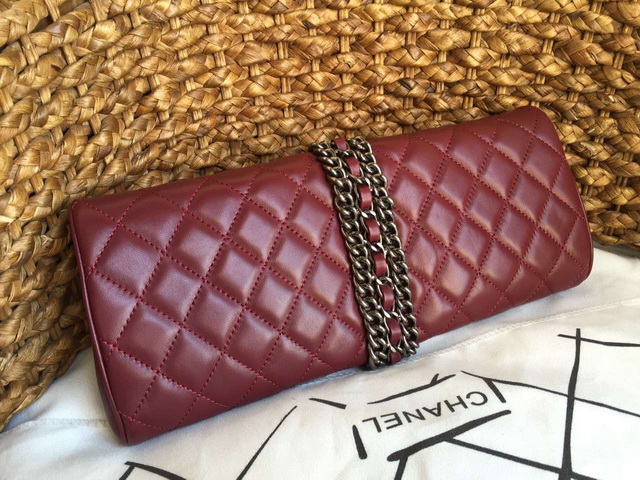 Chanel Lambskin Evening Clutch Bag Oxblood for Sale