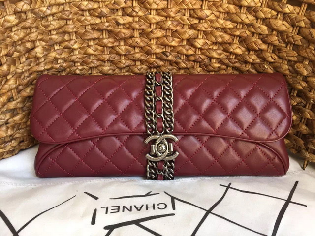 Chanel Lambskin Evening Clutch Bag Oxblood for Sale