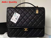 Chanel Large Backpack in Black Grained Calfskin Gold Tone Metal As3662 Replica