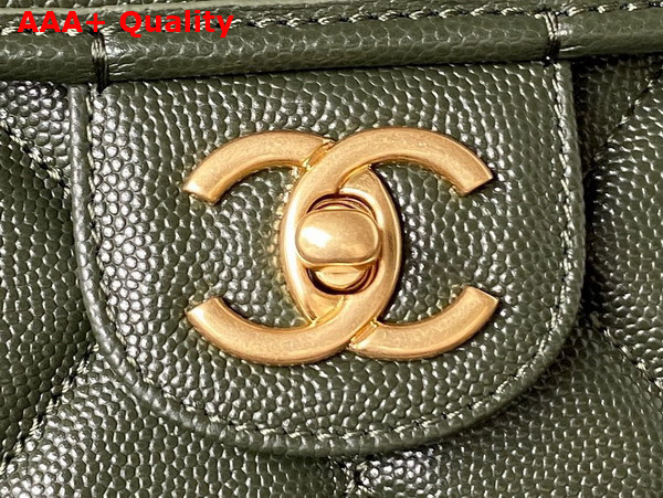 Chanel Large Backpack in Dark Green Grained Calfskin Gold Tone Metal As3662 Replica