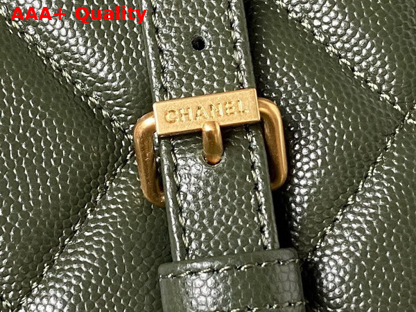 Chanel Large Backpack in Dark Green Grained Calfskin Gold Tone Metal As3662 Replica