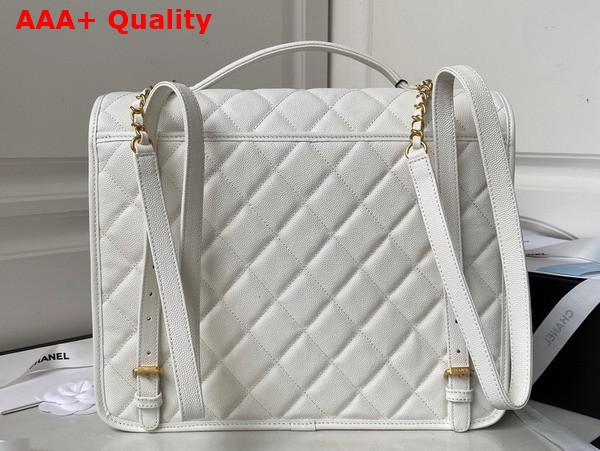 Chanel Large Backpack in White Grained Calfskin Gold Tone Metal As3662 Replica