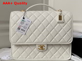 Chanel Large Backpack in White Grained Calfskin Gold Tone Metal As3662 Replica